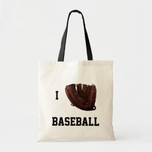 Bolsa Tote Esportes Antigos, Eu Amo Beisebol, Eu Uso Luva de 