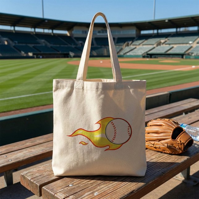 Bolsa Tote Esportes De Basebol Com Chama Fastball (Criador carregado)