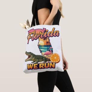 Bolsa Tote Esportes Florida We Run Pôr do Sol Jacaré Flamingo
