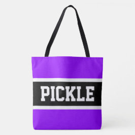 Bolsa Tote Esportivo Brilhante Roxo Preto Branco Listras PICK