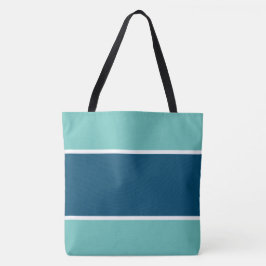 Bolsa Tote Esportivo Chic Azul Oceano Branco Listras Teal Cla