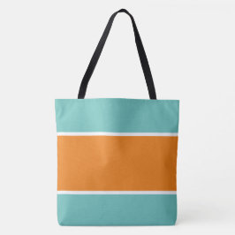 Bolsa Tote Esportivo Chic Laranja Brilhante Listras Teal Clar