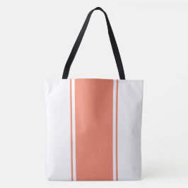 Bolsa Tote Esportivo Chic Listras de Corrida Salmão em Branco