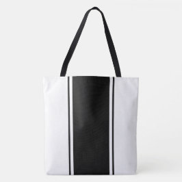 Bolsa Tote Esportivo Chic Listras Pretas Verticais de Corrida