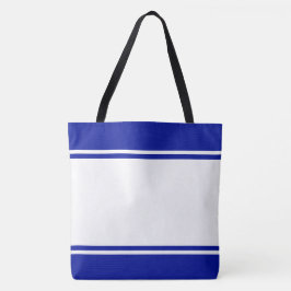Bolsa Tote Esportivo Divertido Elegante Listras Brancas e Azu