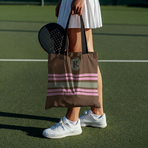 Bolsa Tote Esportivo Préppy Listra Verde e Rosa Monograma