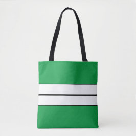Bolsa Tote Esportivo Preto Branco Listras de Corrida em Verde