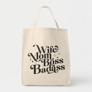 Bolsa Tote Esposa Mãe Chefe Badass Engraçado Dia de as mãe