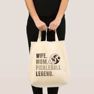 Bolsa Tote Esposa Mamãe Pickleball Legenda - Vintage Engraçad