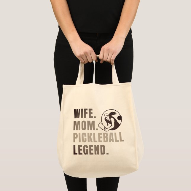 Bolsa Tote Esposa Mamãe Pickleball Legenda - Vintage Engraçad (Frente (produto))