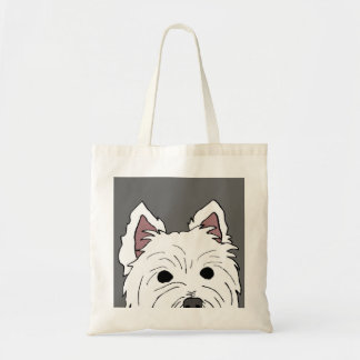 Bolsa Tote Espreitando Westie enfrente a sacola