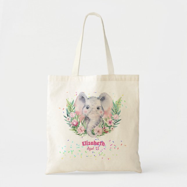 Bolsa Tote Esprinkles Elephant Boho Floral Girls NOMEADAS Gif (Frente)