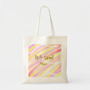 Bolsa Tote Esquadrão da noiva dourado rosa pastel colorido br