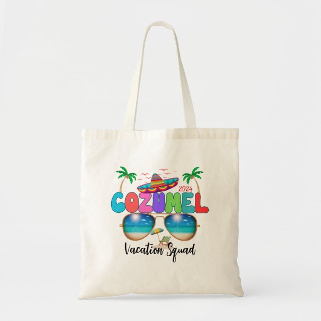 Bolsa Tote Esquadrão de férias Cozumel Sol, Areia e Memórias  (Frente)
