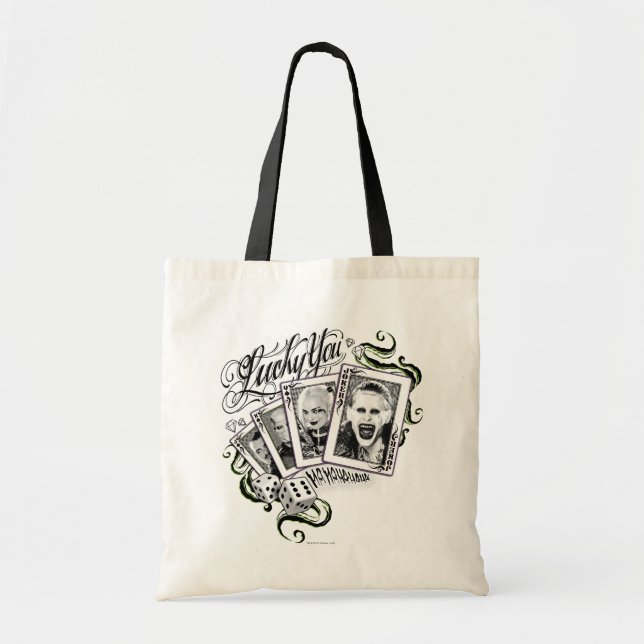 Bolsa Tote Esquadrão Suicida | Cartões "Sortudos" (Frente)