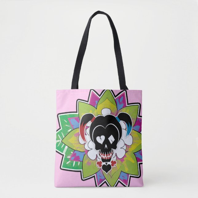 Bolsa Tote Esquadrão Suicida | Harley Quinn Skull Tattoo Art (Frente)