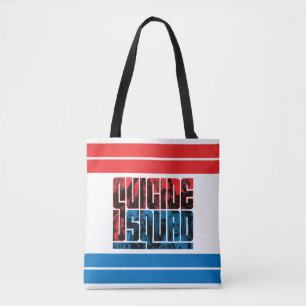 Bolsa Tote Esquadrão Suicida   Logotipo vermelho e azul