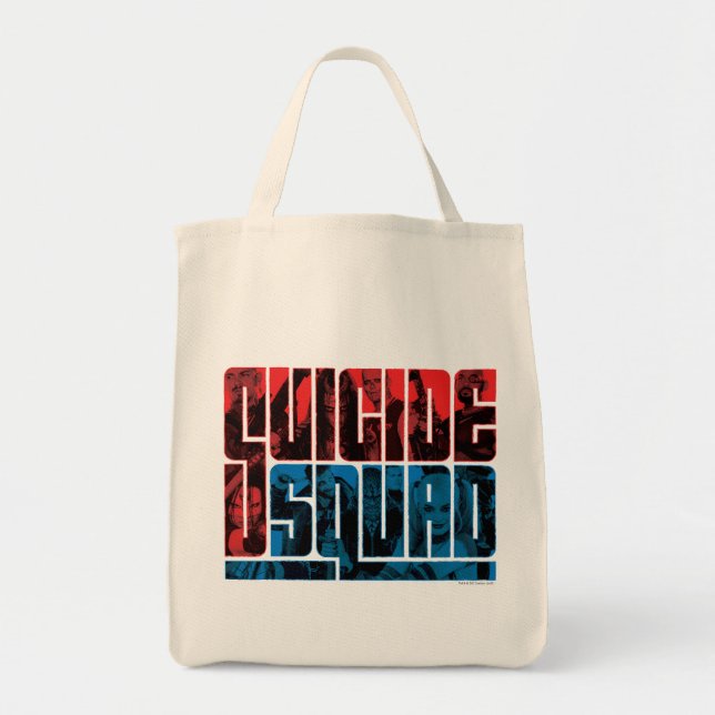 Bolsa Tote Esquadrão Suicida | Logotipo vermelho e azul (Frente)