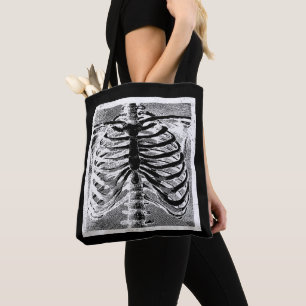 Bolsa Tote Esqueleto Antigo Ossos Torso Corpo Halloween