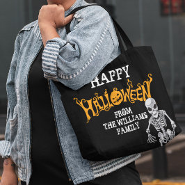 Bolsa Tote Esqueleto Anual da Festa de Halloween da Família P