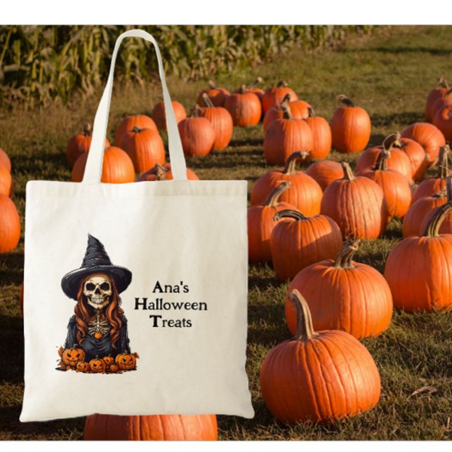 Bolsa Tote Esqueleto de Bruxa de Olhos Holbaixos (Criador carregado)