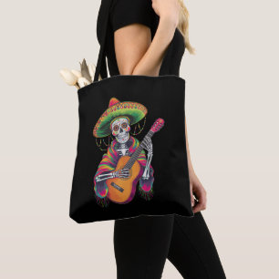 Bolsa Tote Esqueleto De Cinco De Mayo Guitarra De Festa Crâni
