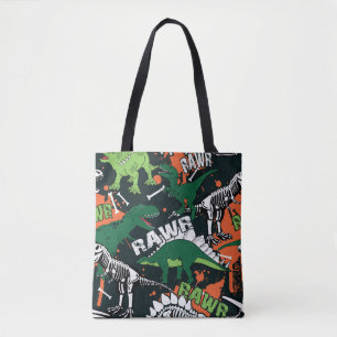 Bolsa Tote Esqueleto de dinossauro. Padrão de gradação de