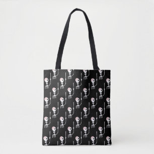 Bolsa Tote esqueleto de Halloween com uma espada