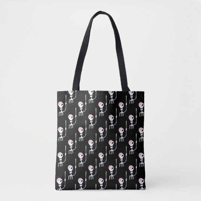 Bolsa Tote esqueleto de Halloween com uma espada (Frente)