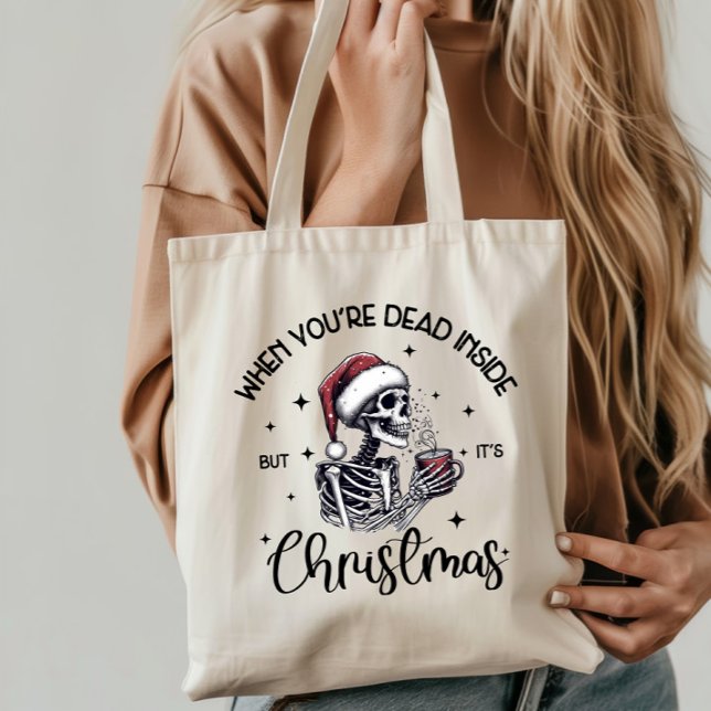 Bolsa Tote Esqueleto de Natal engraçado e citação (Criador carregado)