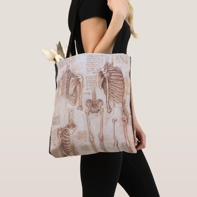 Bolsa Tote Esqueleto de Ossos da Anatomia Humana de Leonardo  (Close Up)