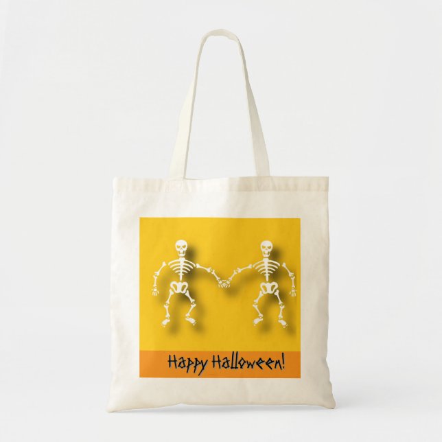 Bolsa Tote Esqueleto editável Halloween  (Frente)