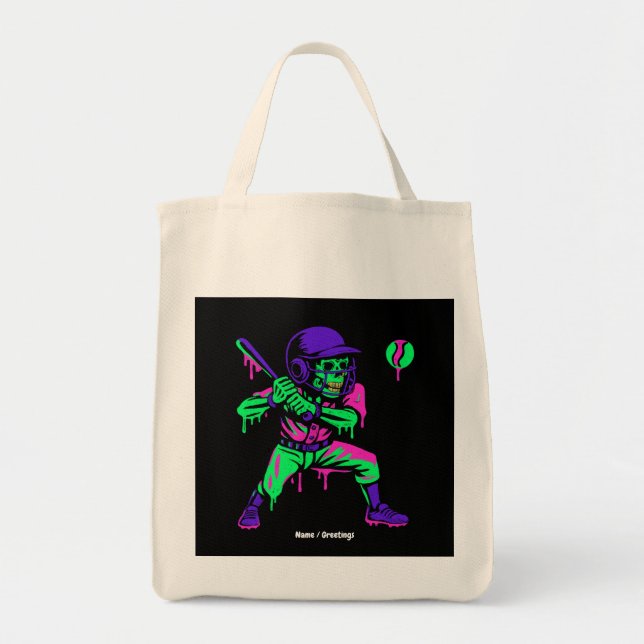 Bolsa Tote Esqueleto Engraçado Batendo Sorvete Derrubando Bas (Frente)