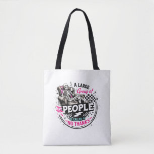 Bolsa Tote Esqueleto Introvertido Relaxando Com Café Não Obri