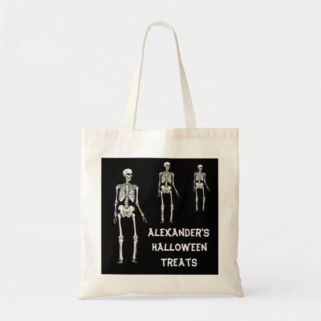 Bolsa Tote Esqueletos Assustadores Halloween Doce ou Travessu (Frente)