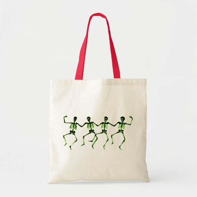 Bolsa Tote Esqueletos da dança, fulgor verde (Frente)