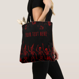 Bolsa Tote Esqueletos Dançantes Vermelhos de Halloween