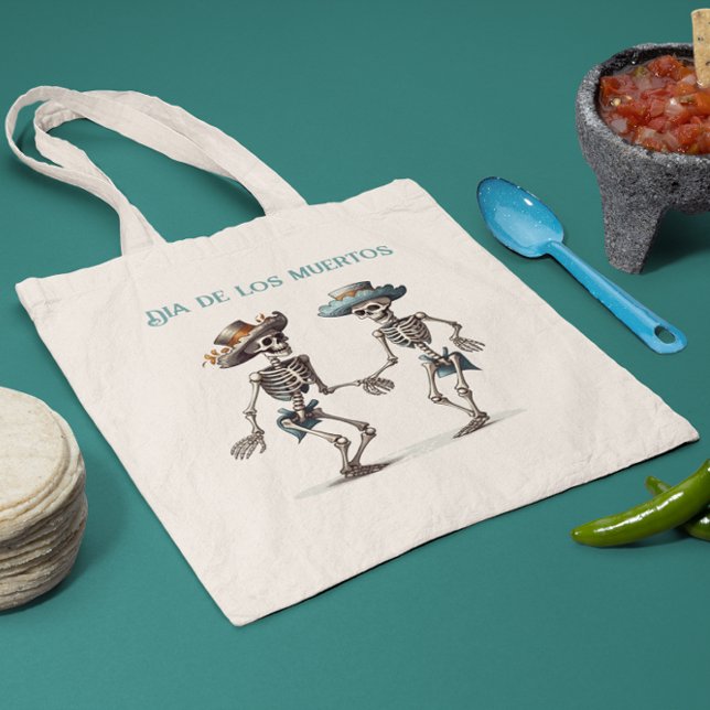 Bolsa Tote Esqueletos dançarinos do Dia de los Muertos person (Criador carregado)