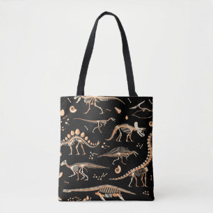 Bolsa Tote Esqueletos de dinossauro, fósseis, padrão de colhe