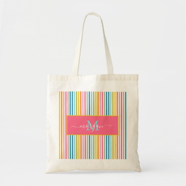 Bolsa Tote Esqui de Verão Strike Monograma Script (Frente)