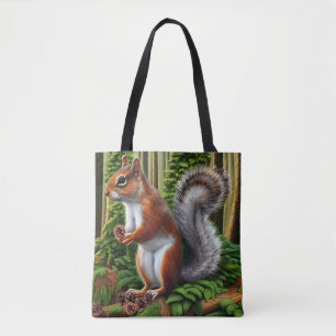 Bolsa Tote Esquilo Abstrato Bonito Com Pineges