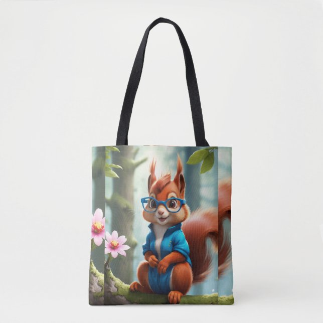 Bolsa Tote Esquilo Bonito na Ramificação da Árvore (Frente)