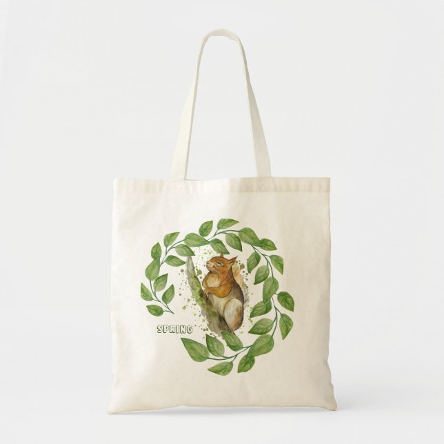 Bolsa Tote Esquilo de aquarela (Frente)