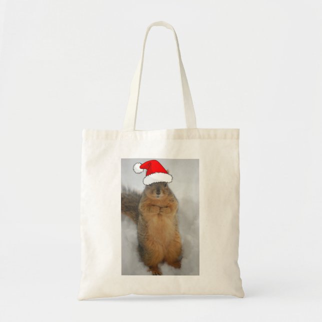 Bolsa Tote Esquilo de Natal com Papais noeis (Frente)