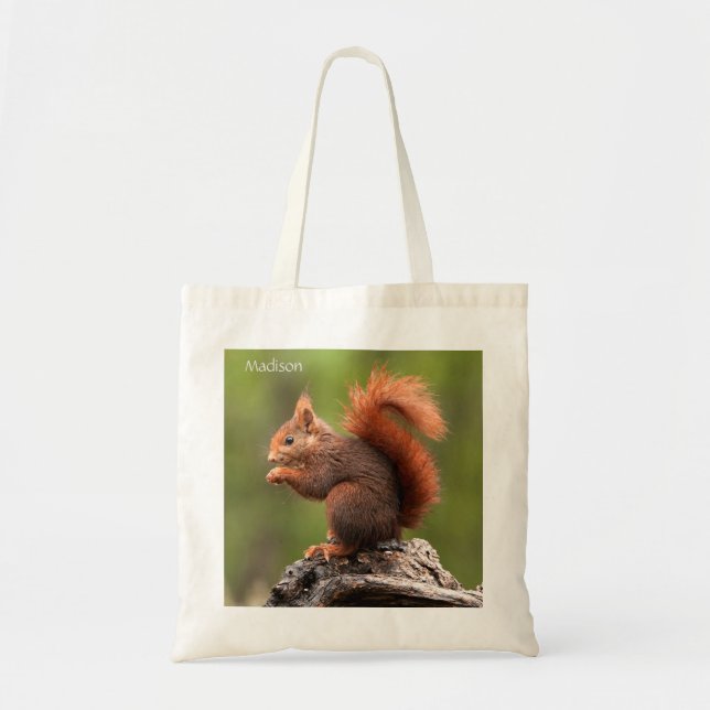 Bolsa Tote Esquilo de nome personalizado (Frente)