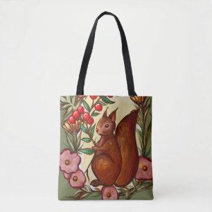Bolsa Tote Esquilo e Holly Invernos Esquilos Vermelhos