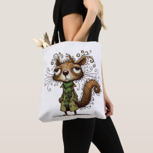 Bolsa Tote Esquilo num Trenchcoat Verde