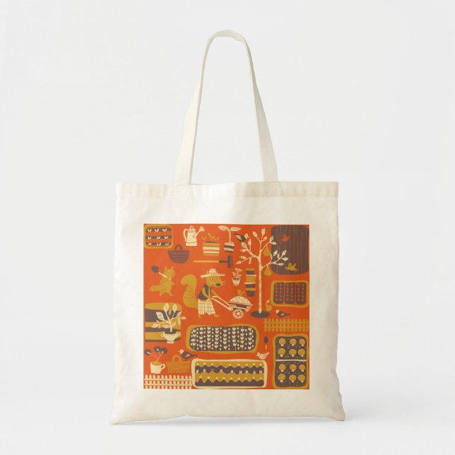 Bolsa Tote Esquilos de Jardim: Cena de Animais Whimsical (Frente)
