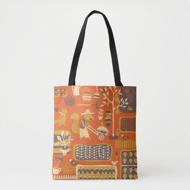 Bolsa Tote Esquilos de Jardim: Cena de Animais Whimsical (Frente)