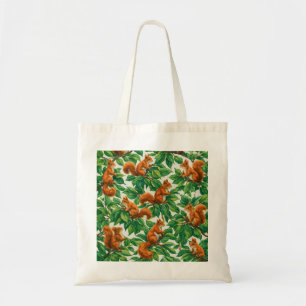 Bolsa Tote Esquilos Vermelhos em Floresta de Folhas Verdes Ex